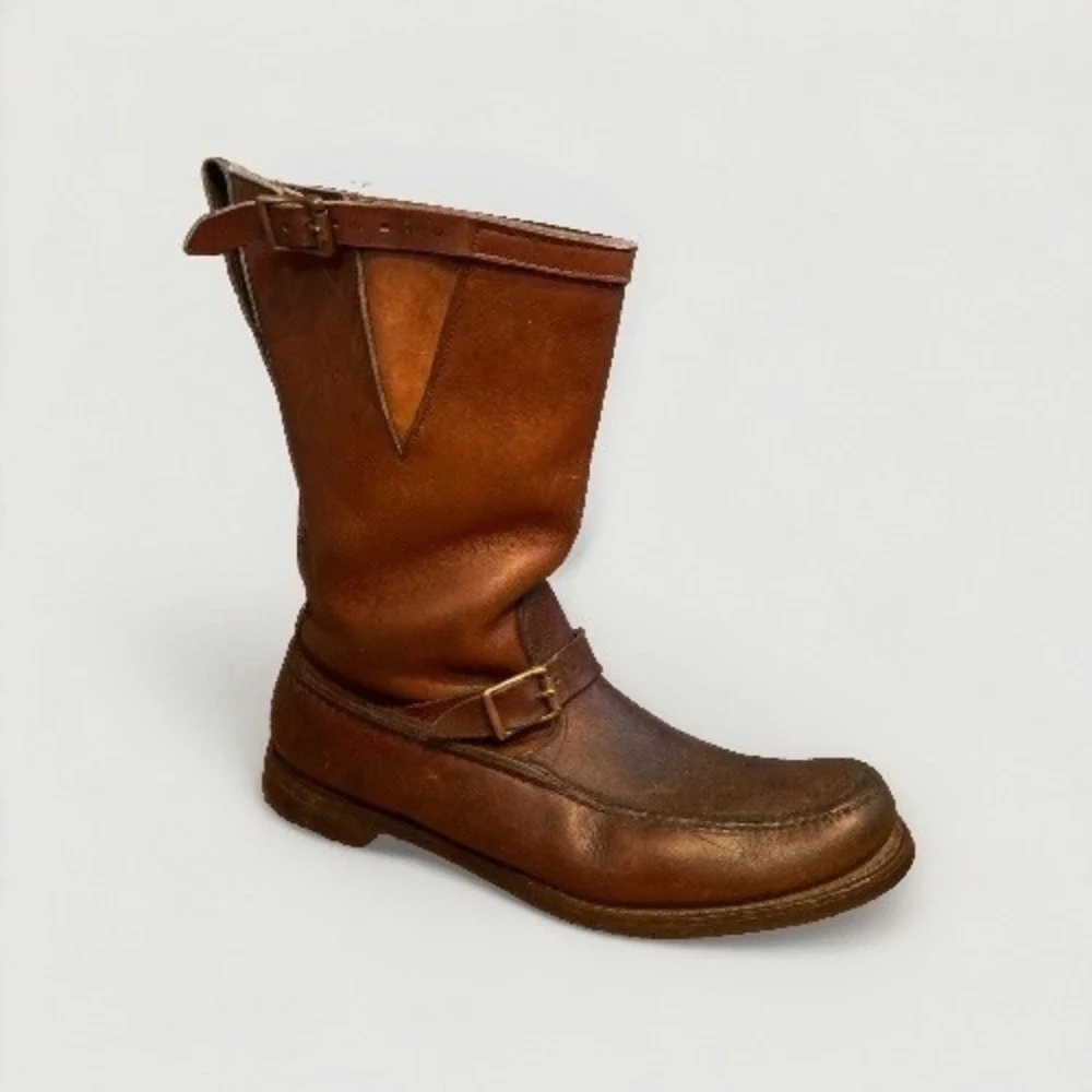Vintage Men's Gokey Classic Bison Boot Hunting Snake Boots Brown Bison Leather
